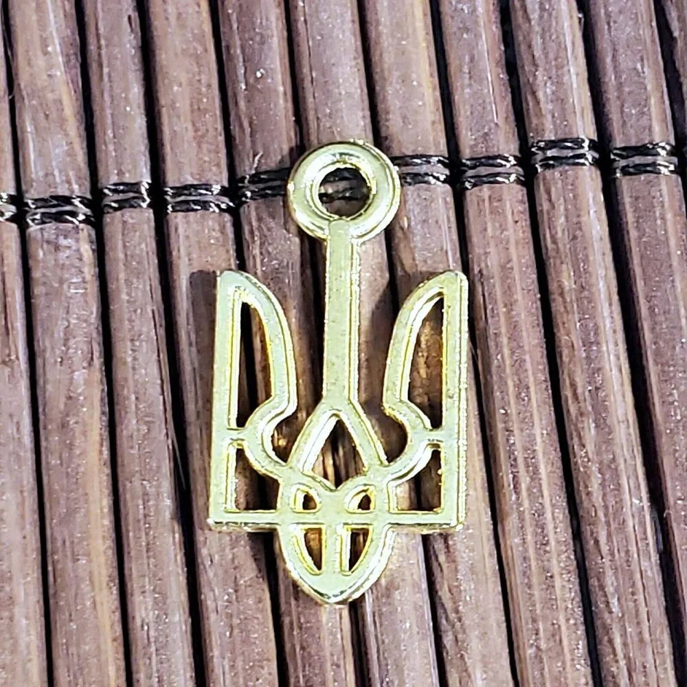 Gold Ukraine National Emblem Ukrainian Symbol 18x9mm Charms Pendants 10 pcs